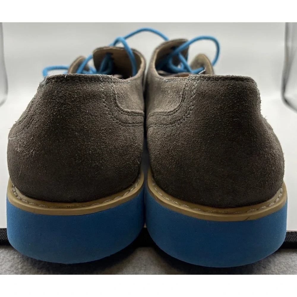 Florsheim Mens Gray Suede Oxford Shoes Blue Sole Lace Up Casual Dress Size 12 M